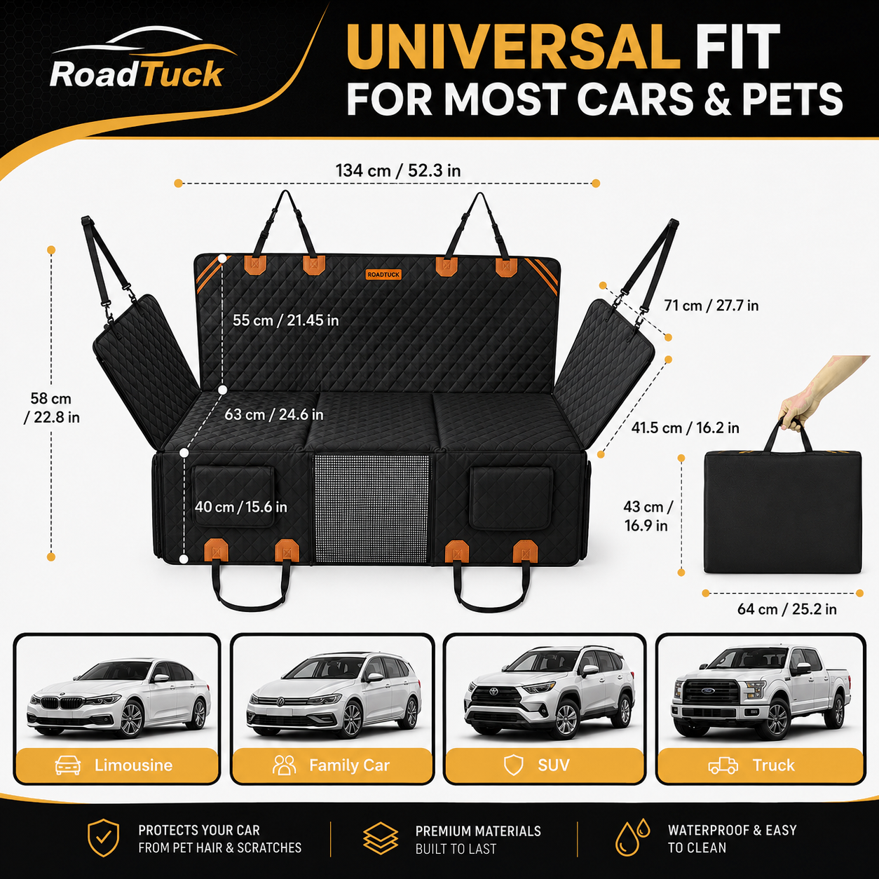 RoadTuck SeatSpan - Hard-Bottom Dog Backseat Extender